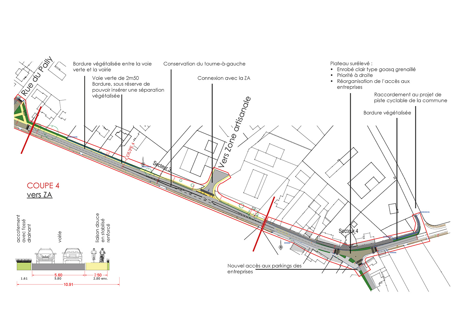 Plan des secteurs 3 et 4 – La rue Saint-Médard vers la Zone artisanale jusqu’au coin aux Rats