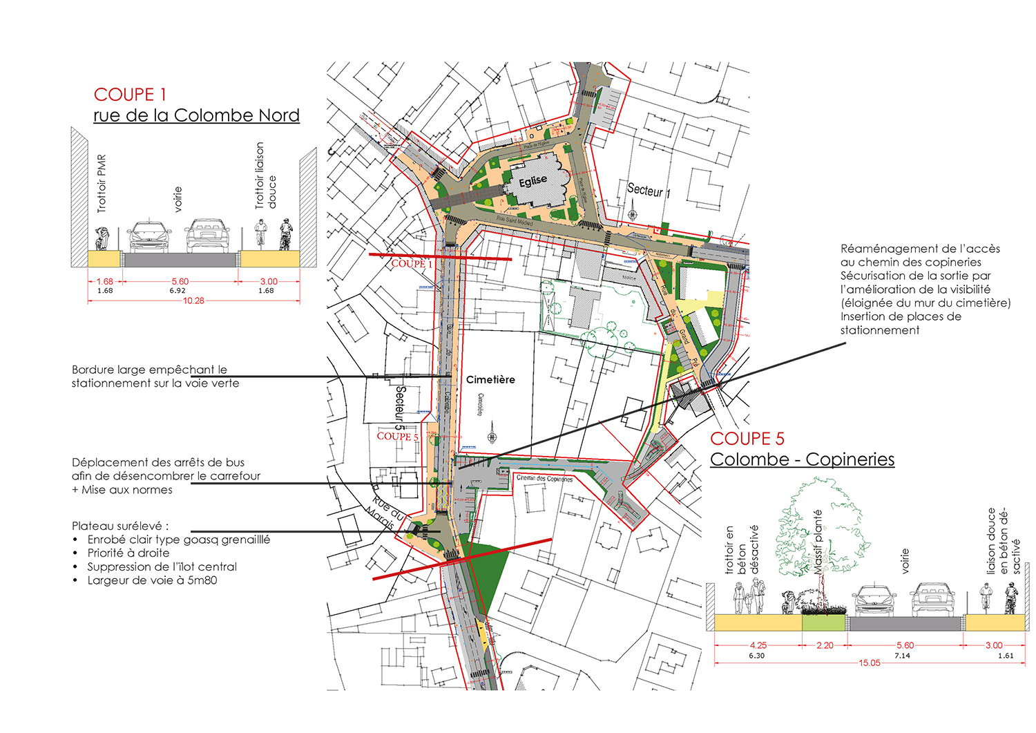 Plan du secteur 5 – La rue de la Colombe Nord